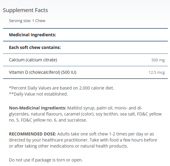 Calcium Citrate Chewy Bites 500mg