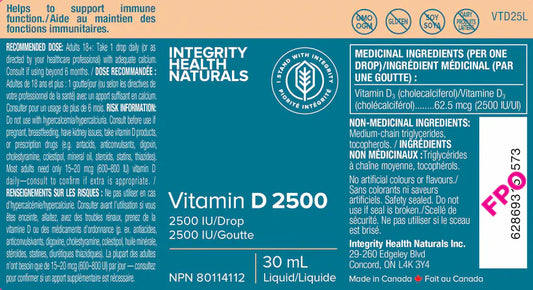 Vitamin D3 Liquide - 2500 iu