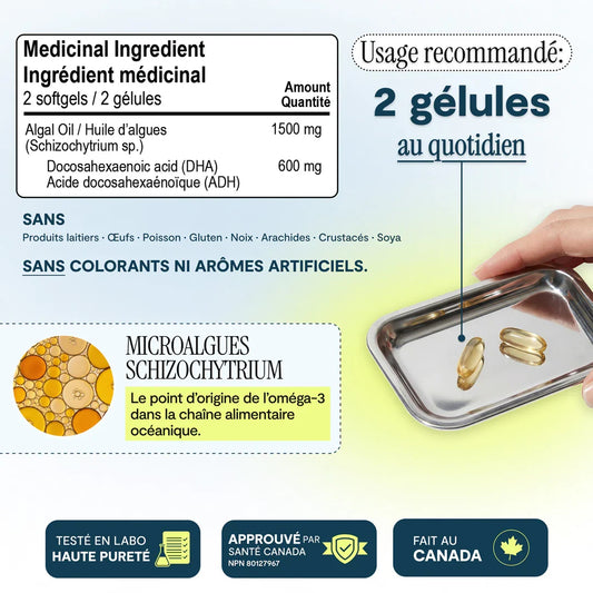 Gélules oméga-3 ADH d'algues