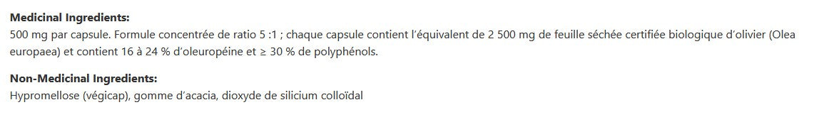 Extrait de feuille d'olivier (végécaps)